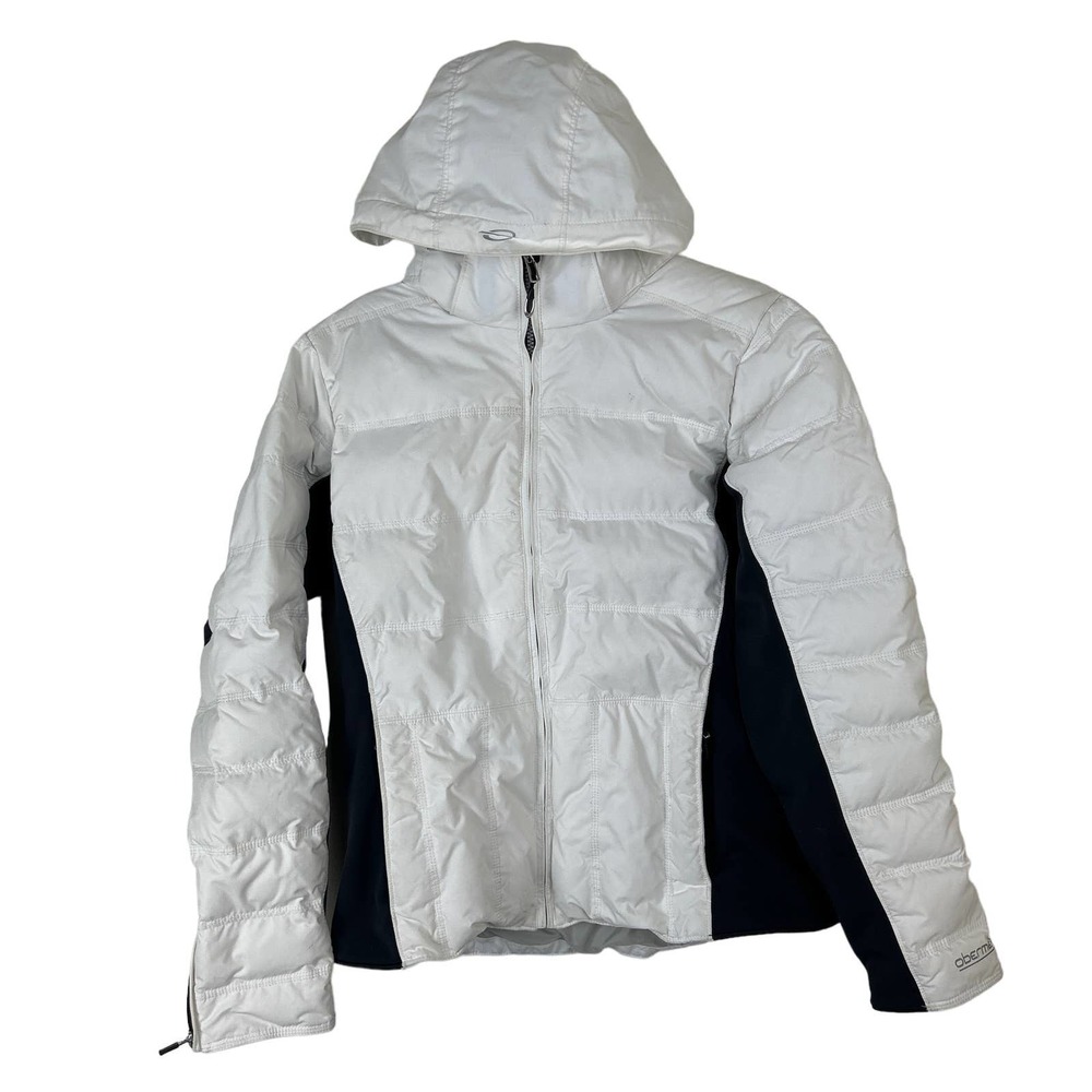 Obermeyer Goose Down Winter Ski Jacket Size 12 Insulated White Black 91151
